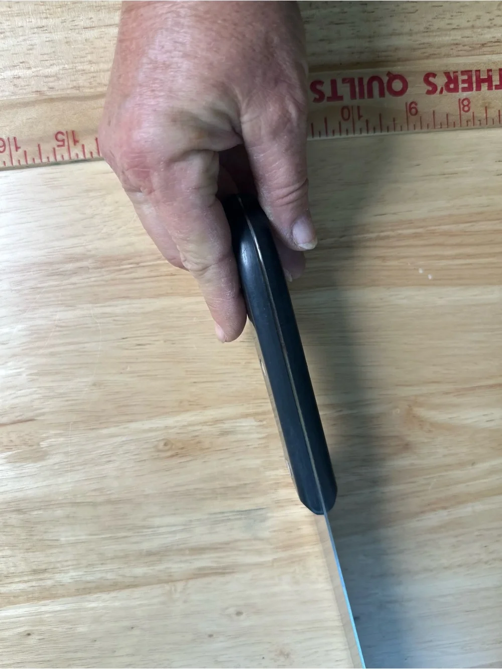 12.5” Stainless Chef Knife with Black Triple-Rivet Handle blade all thru wood
